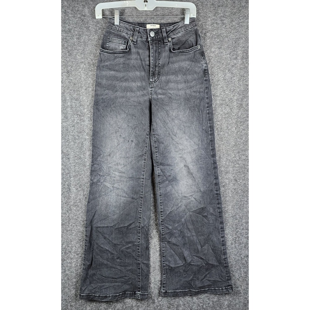 Cotton‎ On Jeans Women 26 Black Curvy Wide Leg High Rise Washed Denim